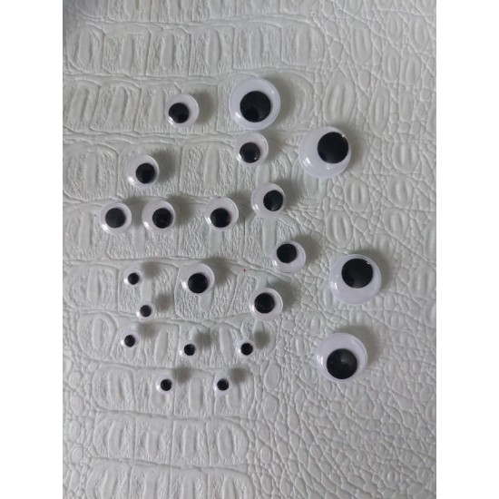 Фурнитура "Глазки для игрушек" бегающие, размеры от 5 до 15 мм, цена за 20 шт